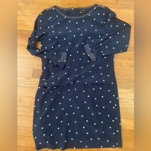 Navy polka dot silk lined dress